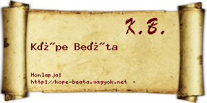 Köpe Beáta névjegykártya