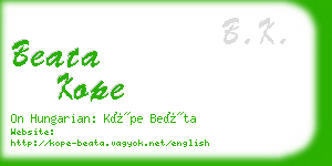 beata kope business card